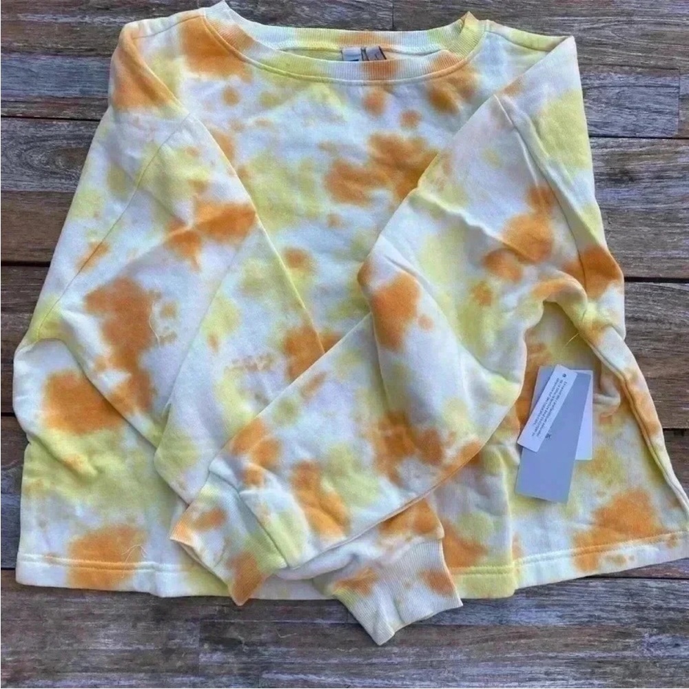 Zella cropped sweatshirt Tie-dyed Yellow New With Tags size Medium - Picture 6 of 6